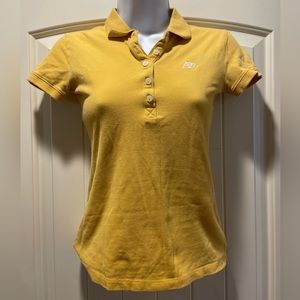 Aeropostale Ladies XS Polo Shirt, Yellow Button-up